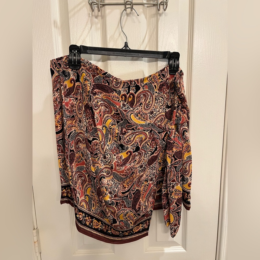 Zara Multicolor Paisley Skirt with Tie